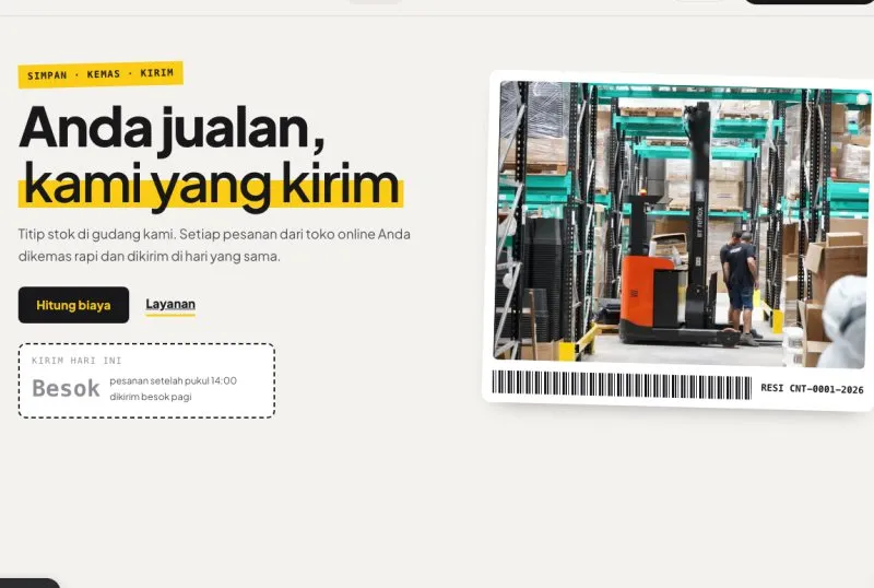 Tampilan theme WordPress Fulfillment & Gudang E-commerce