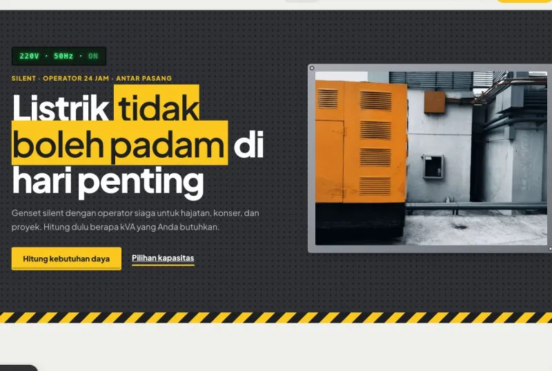 Tampilan theme WordPress Sewa Genset