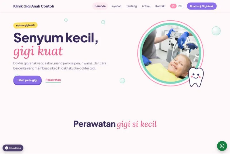 Tampilan template Klinik Gigi Anak