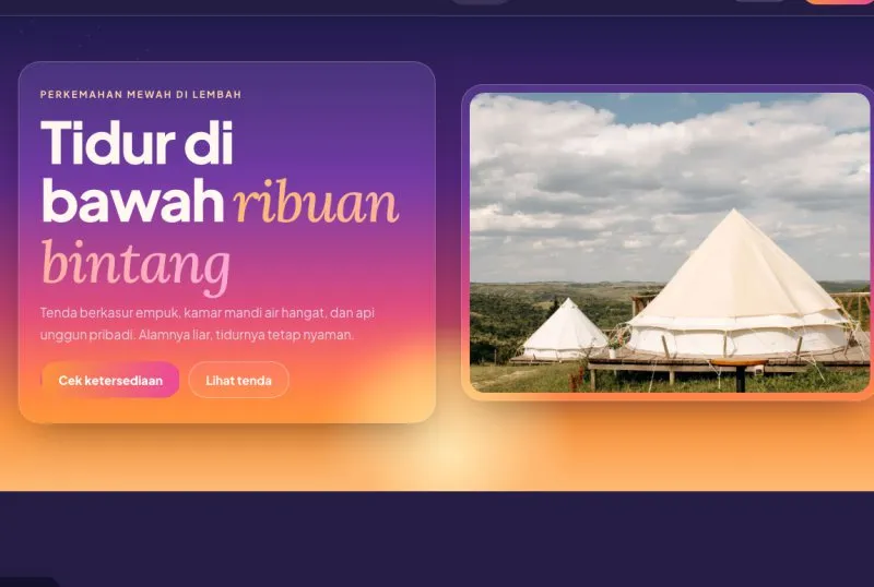 Tampilan theme Glamping