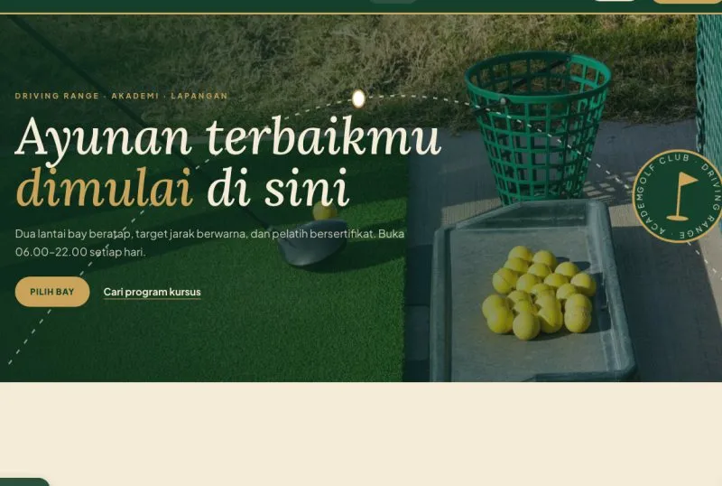 Tampilan theme Driving Range & Golf