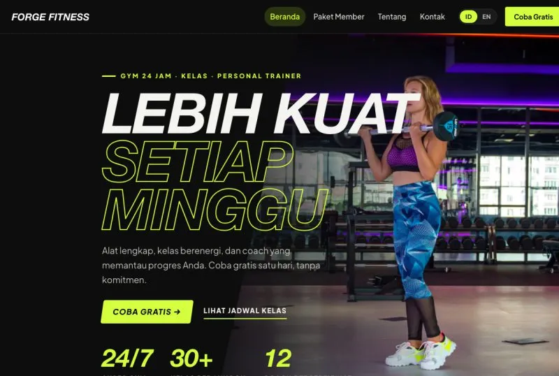 Tampilan theme Gym & Fitness Center