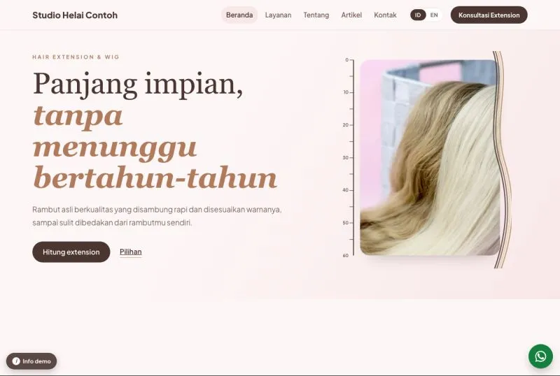 Tampilan theme WordPress Hair Extension & Wig