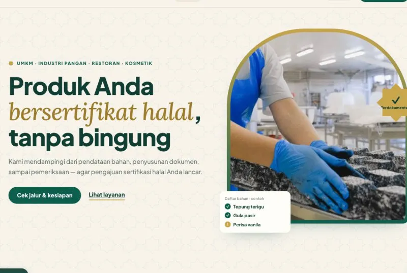 Tampilan theme WordPress Pendamping Sertifikasi Halal
