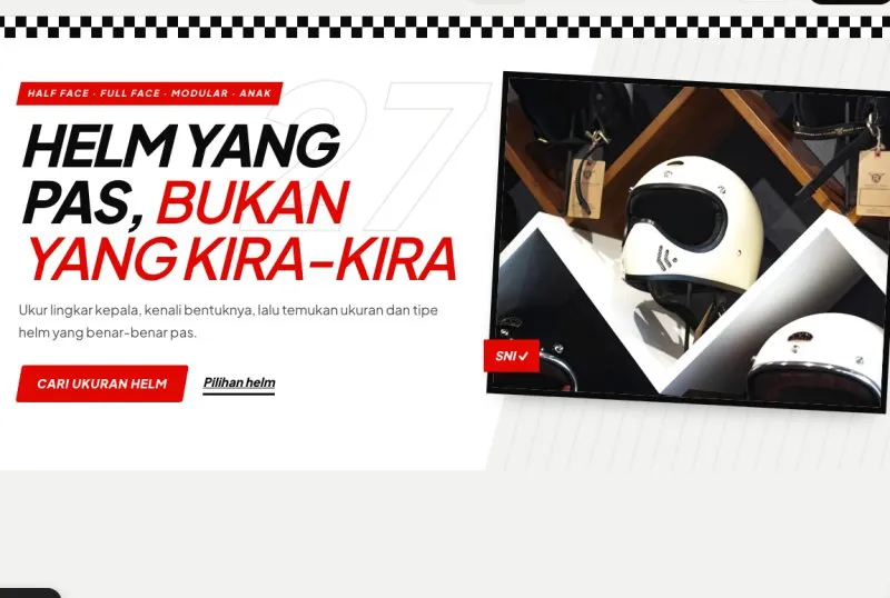 Tampilan template Toko Helm