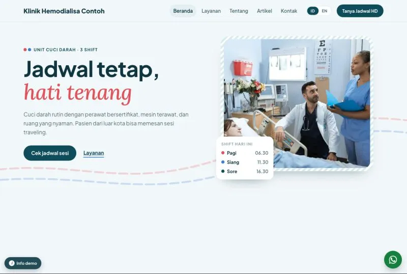 Tampilan template Klinik Hemodialisa