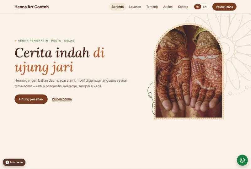 Tampilan template Henna Art