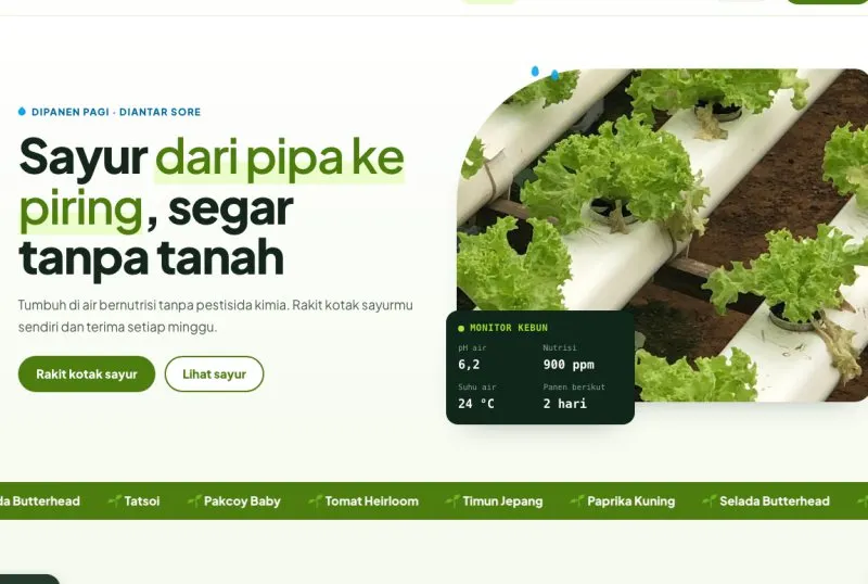 Tampilan theme Kebun Hidroponik
