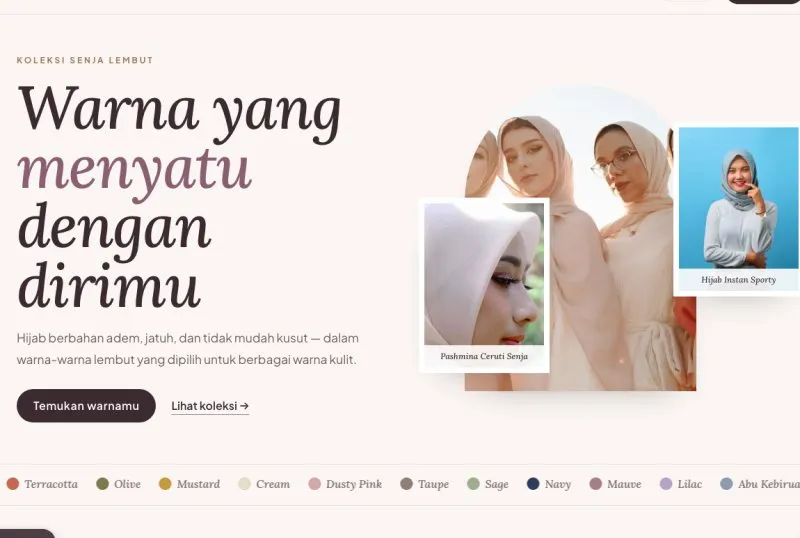 Tampilan theme Brand Hijab