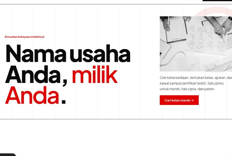 Tampilan theme WordPress Konsultan Merek & HKI