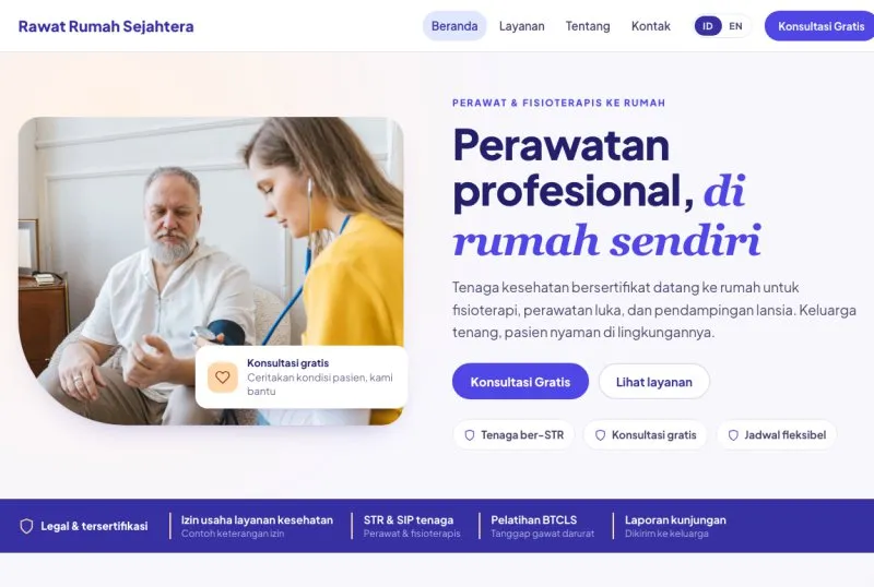 Tampilan theme Homecare & Fisioterapi