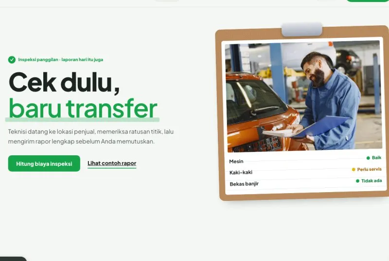 Tampilan theme WordPress Inspeksi Mobil Bekas