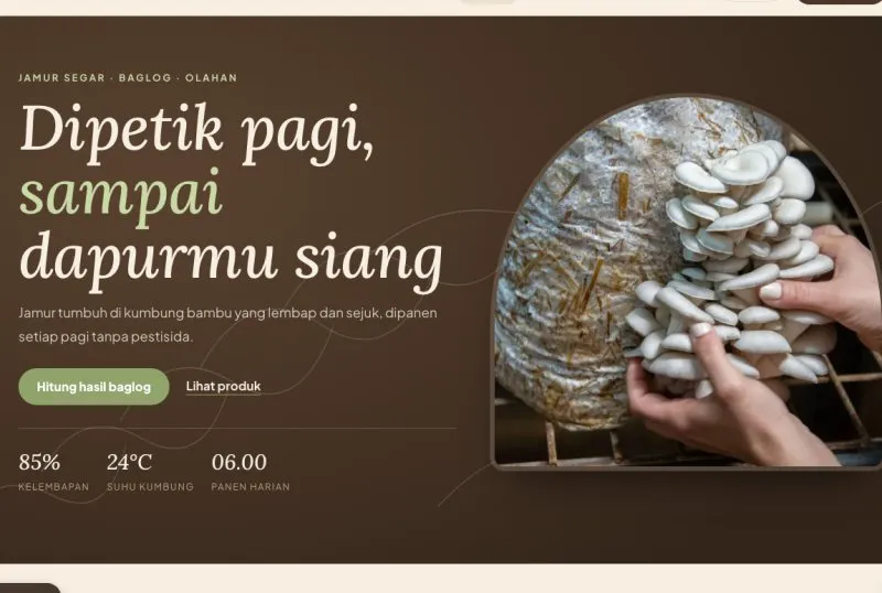 Tampilan theme WordPress Budidaya Jamur