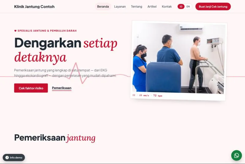 Tampilan template Klinik Jantung