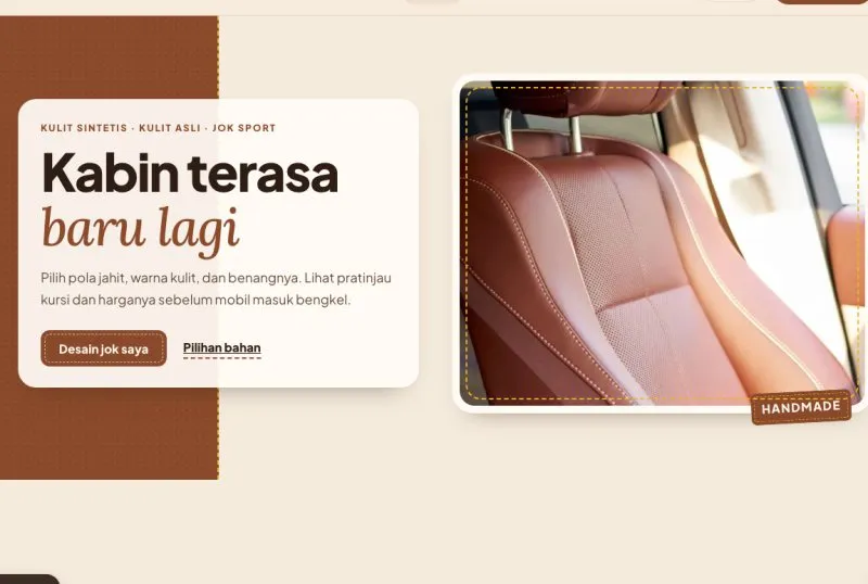 Tampilan theme WordPress Jok & Interior Mobil