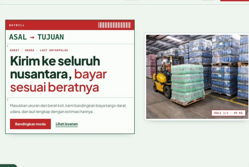Tampilan theme Ekspedisi Kargo