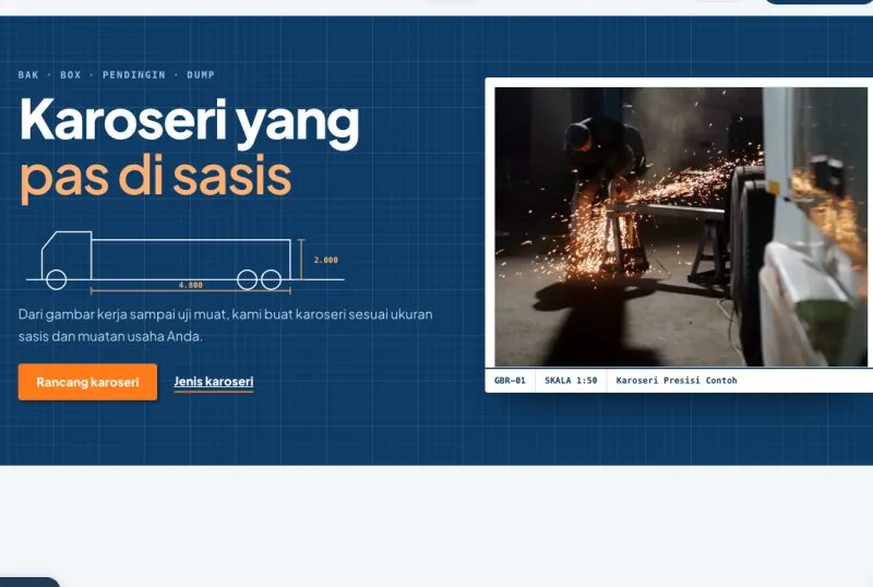 Tampilan template Karoseri & Bak Truk