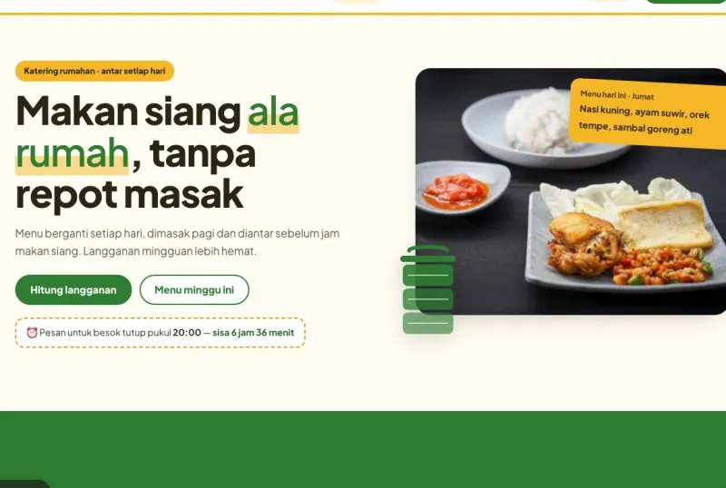 Tampilan theme WordPress Katering Harian