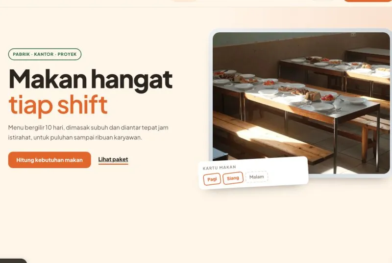 Tampilan theme WordPress Katering Industri