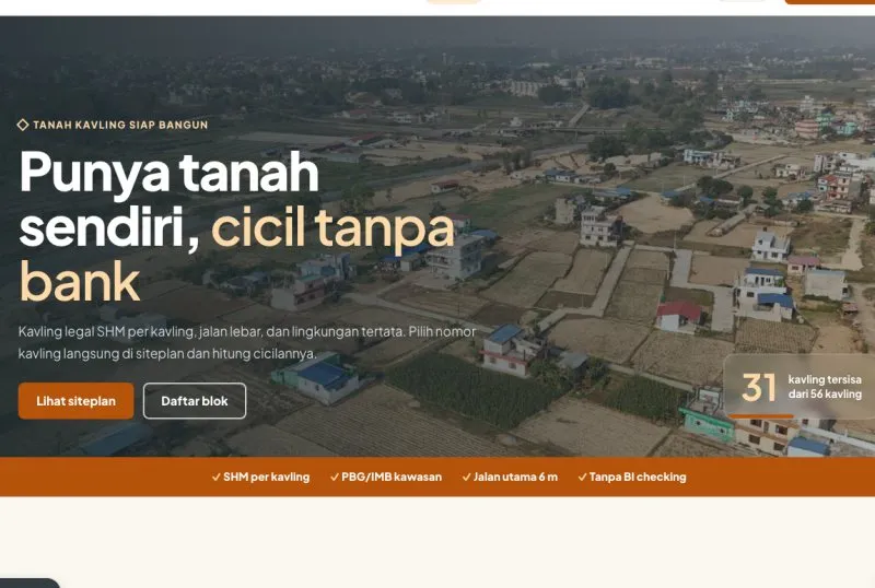 Tampilan theme Tanah Kavling