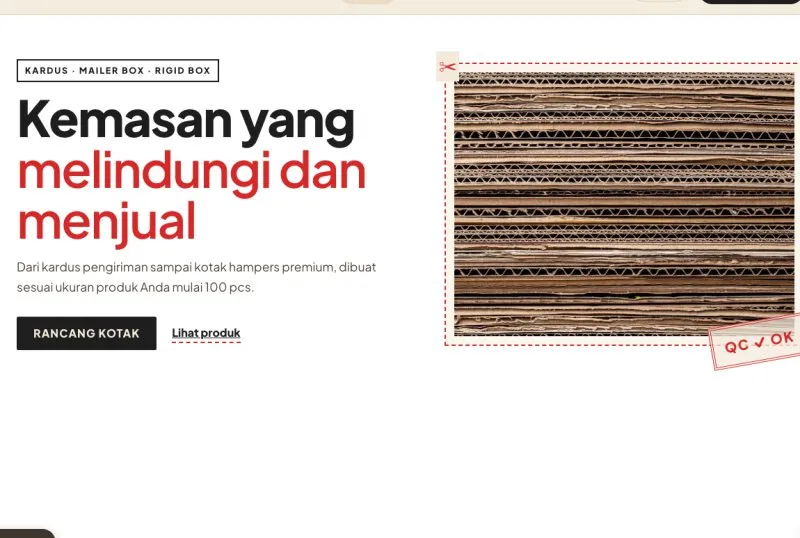Tampilan theme Produsen Kemasan & Box