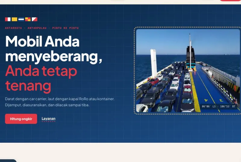 Tampilan theme WordPress Ekspedisi Kirim Mobil