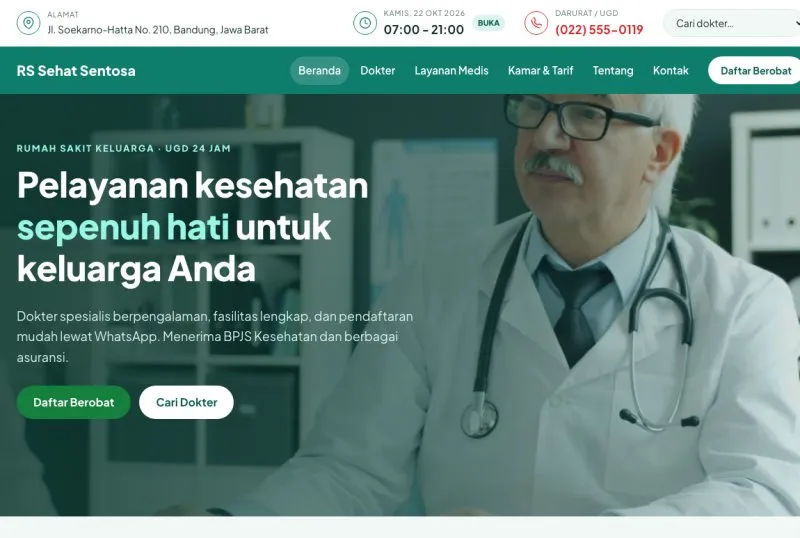 Tampilan theme Klinik & Rumah Sakit