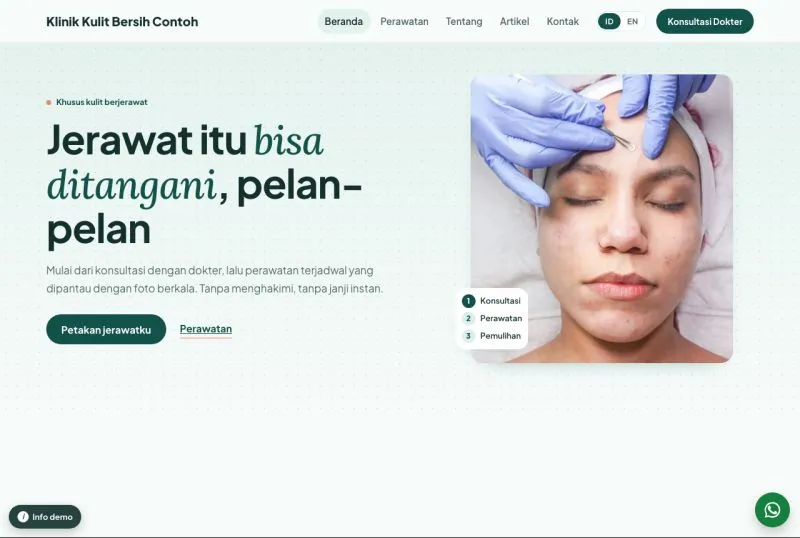 Tampilan theme WordPress Klinik Jerawat
