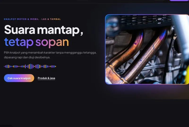 Tampilan theme Bengkel Knalpot
