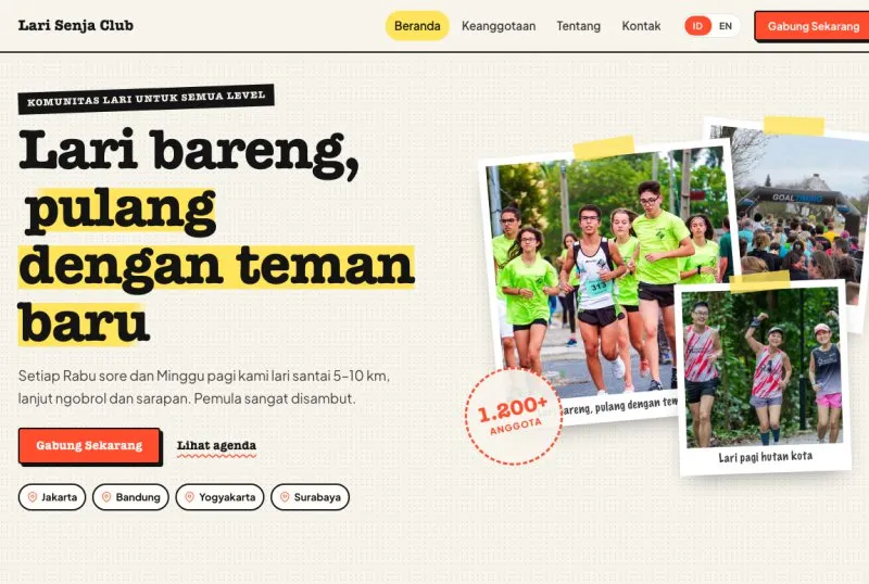 Tampilan theme Komunitas & Klub Hobi