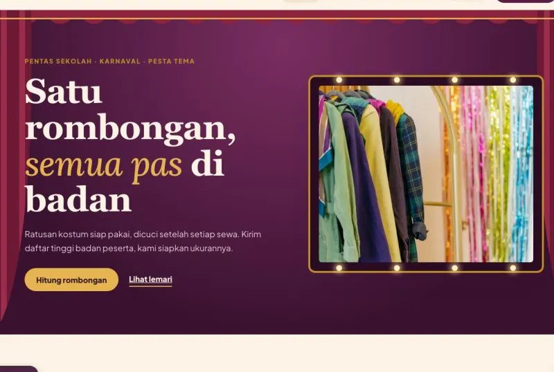 Tampilan theme Sewa Kostum