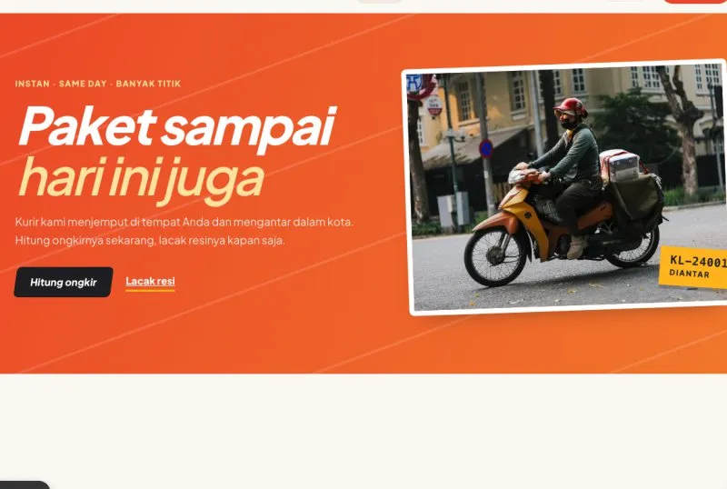 Tampilan theme Kurir Lokal Kilat