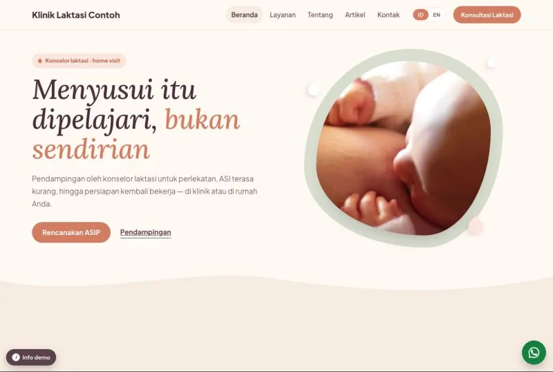 Tampilan theme WordPress Klinik Laktasi