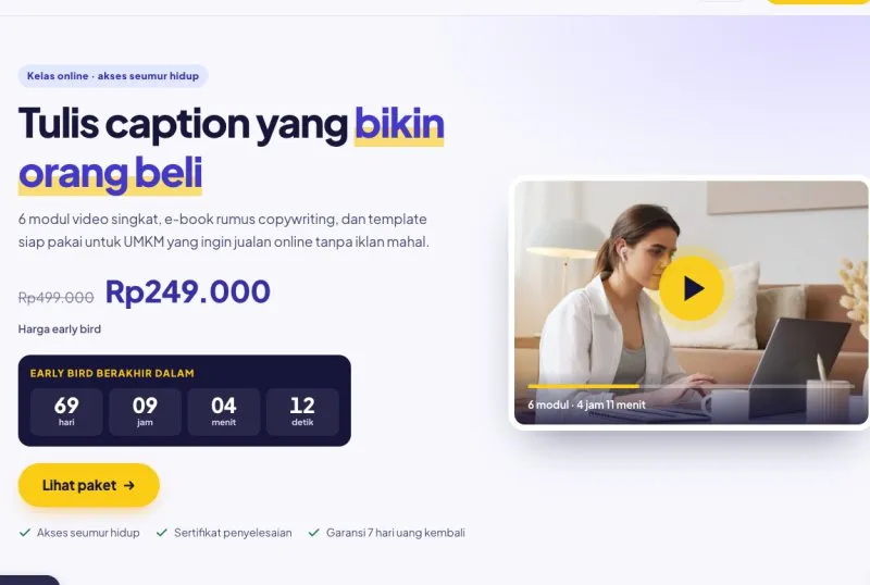 Tampilan theme Landing Page 4