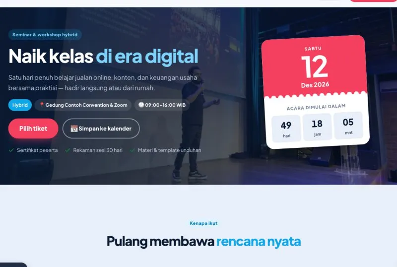 Tampilan theme Landing Page 6