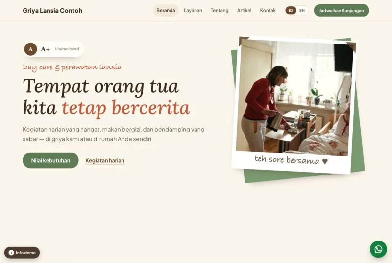 Tampilan template Griya Lansia