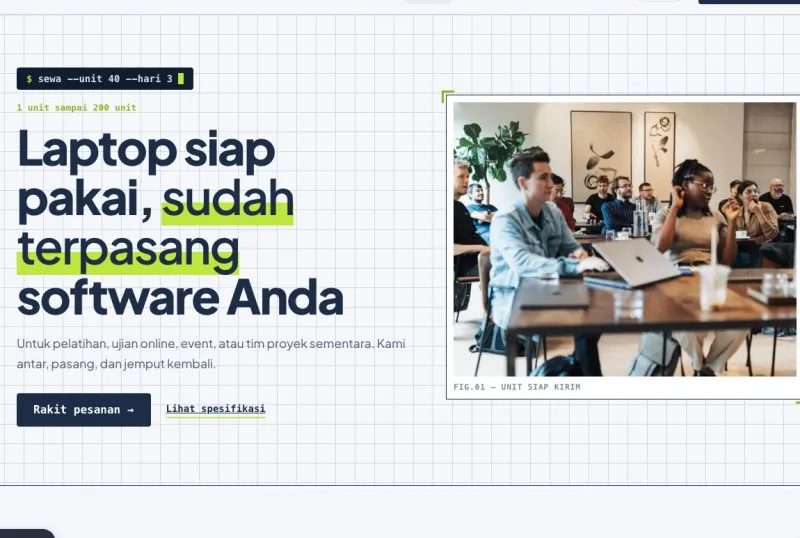 Tampilan theme WordPress Sewa Laptop