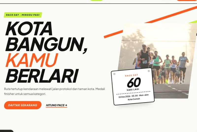 Tampilan theme Event Lari