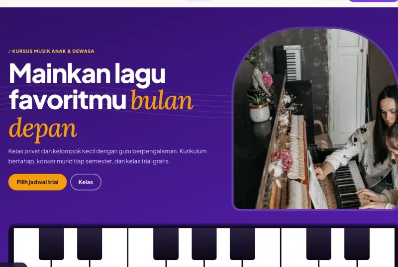 Tampilan theme Sekolah Musik