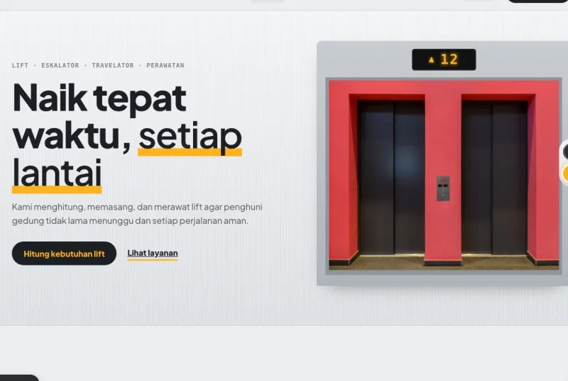 Tampilan template Lift & Eskalator