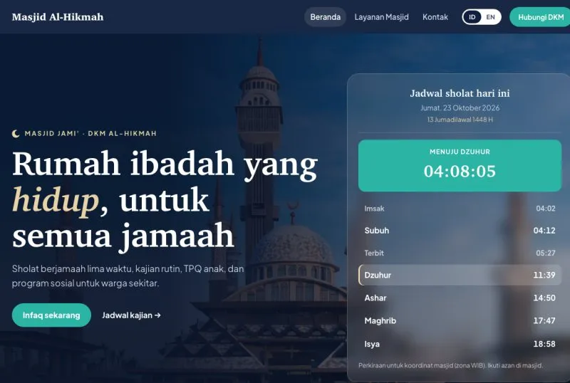 Tampilan theme Masjid & Musala