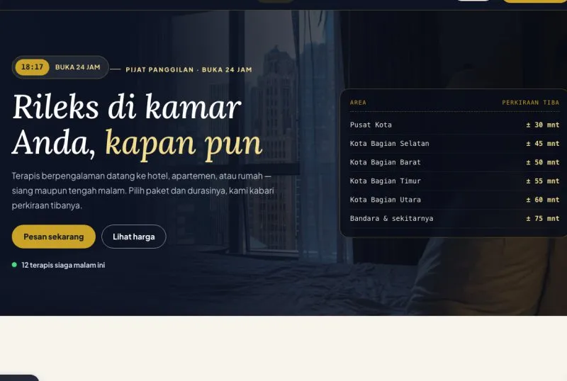 Tampilan theme Massage Hotel 24 Jam