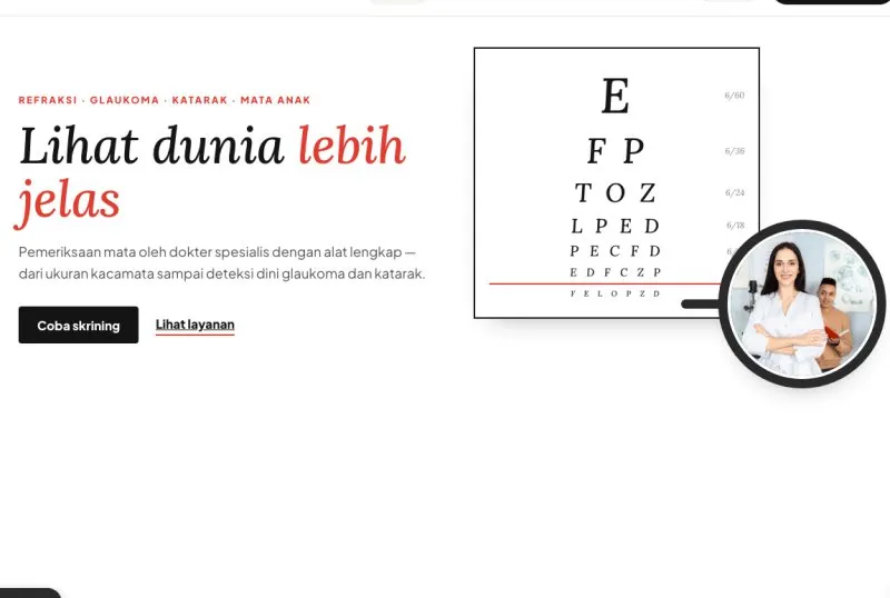 Tampilan theme Klinik Mata