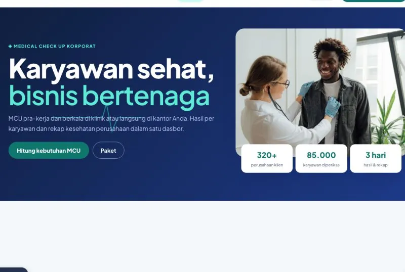 Tampilan template Medical Check Up Korporat