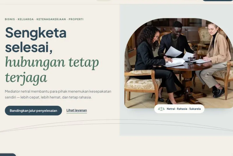 Tampilan theme WordPress Mediator & Penyelesaian Sengketa