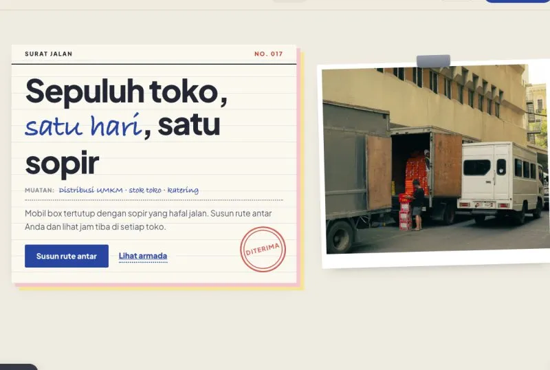 Tampilan theme WordPress Sewa Mobil Box