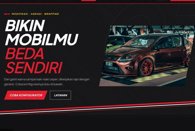 Tampilan theme Bengkel Modifikasi & Variasi