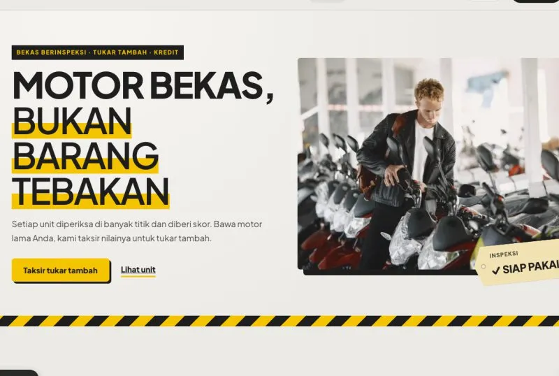 Tampilan theme Showroom Motor Bekas