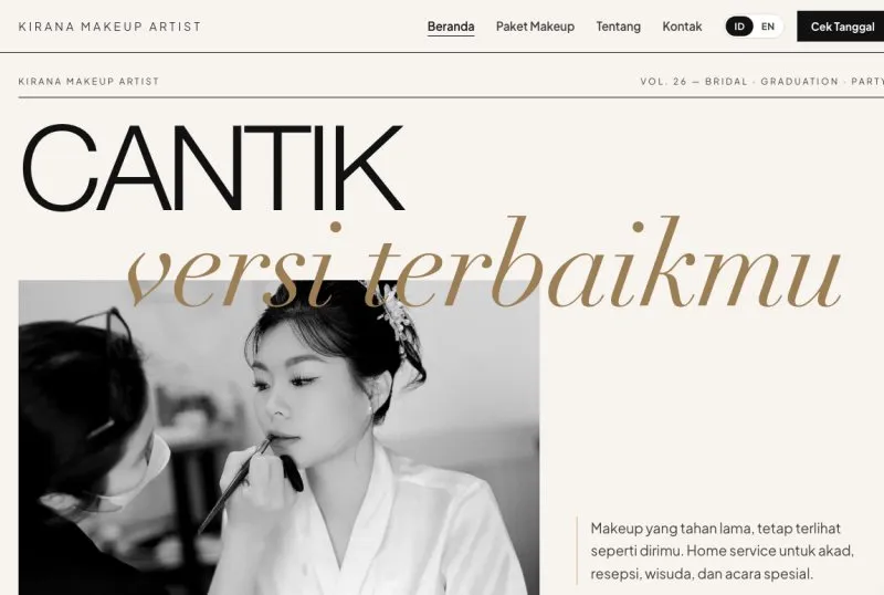 Tampilan theme Makeup Artist