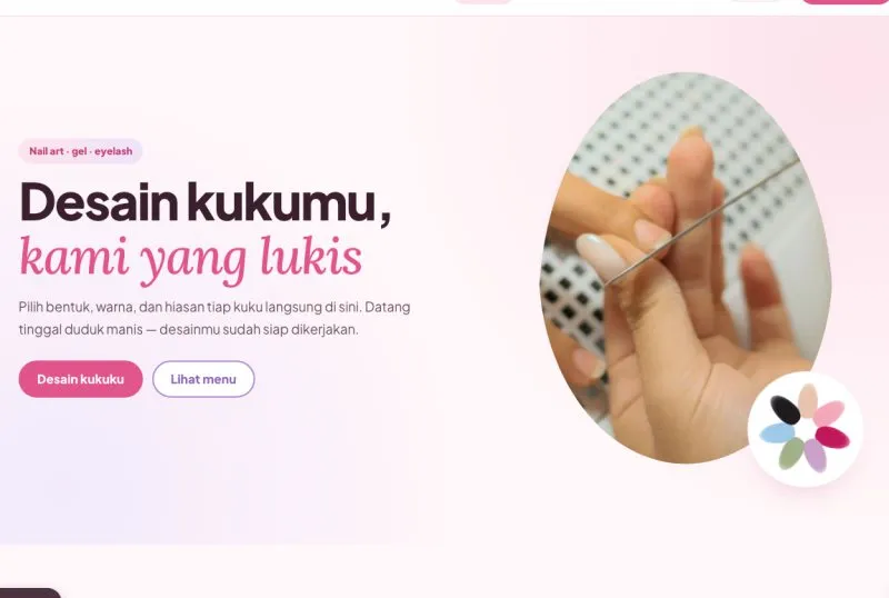 Tampilan theme WordPress Nail Art & Eyelash Studio